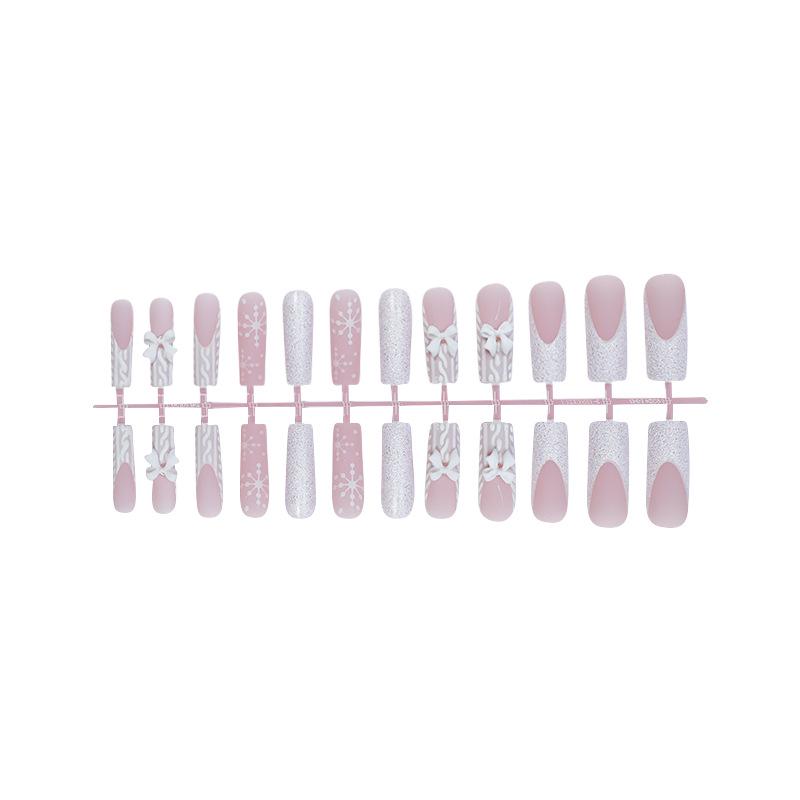 

2024 Рождественский свитер узор Снежинка Бант Носимые Тисненые Накладные Ногти