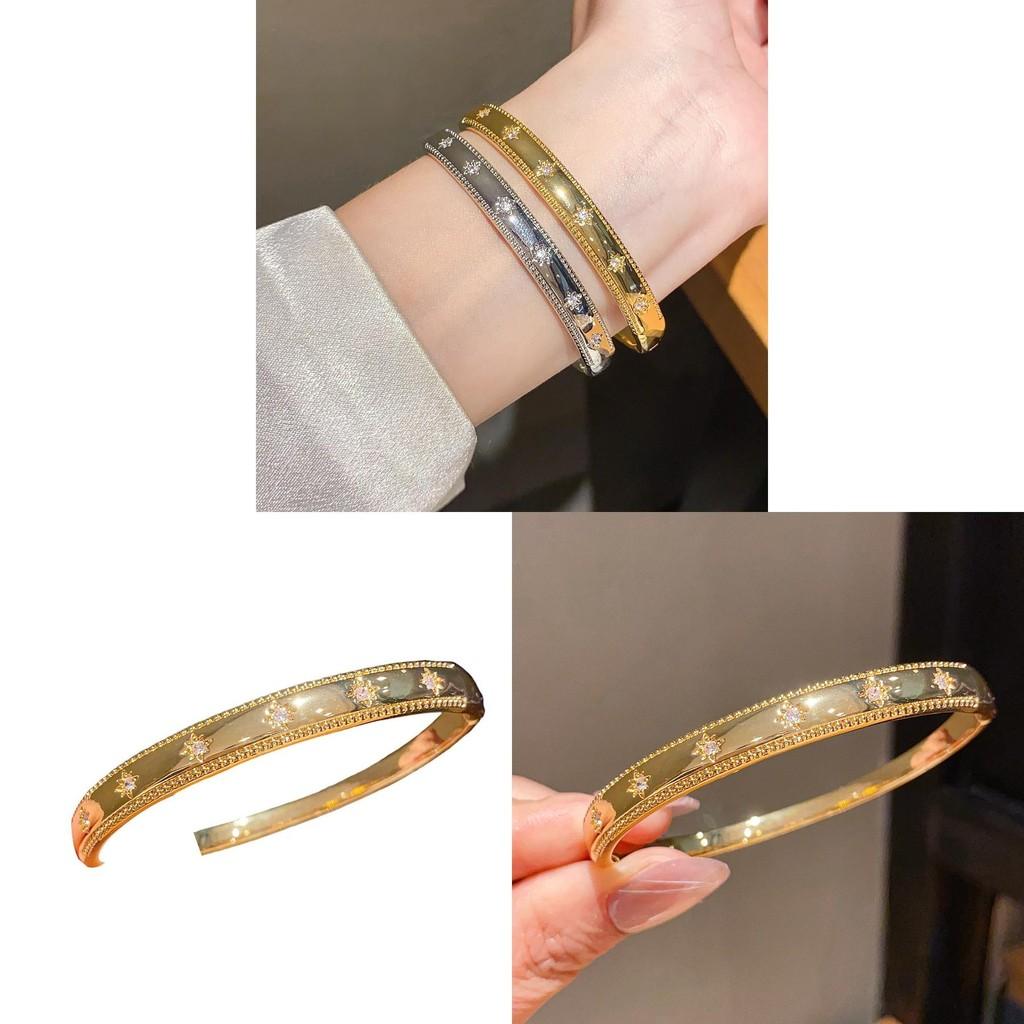 Bracciale in Zirconio Placcato Oro Stile Retrò con Design Geometrico per Eleganti Accessori da Donna