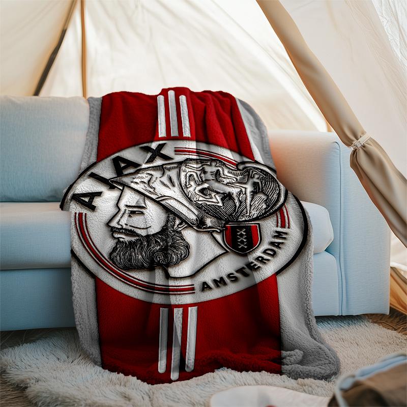 1pc Ajax FC Theme Blanket - Digital Print, Polyester, Cozy for All Seasons, Perfect for Outdoor, and Travel