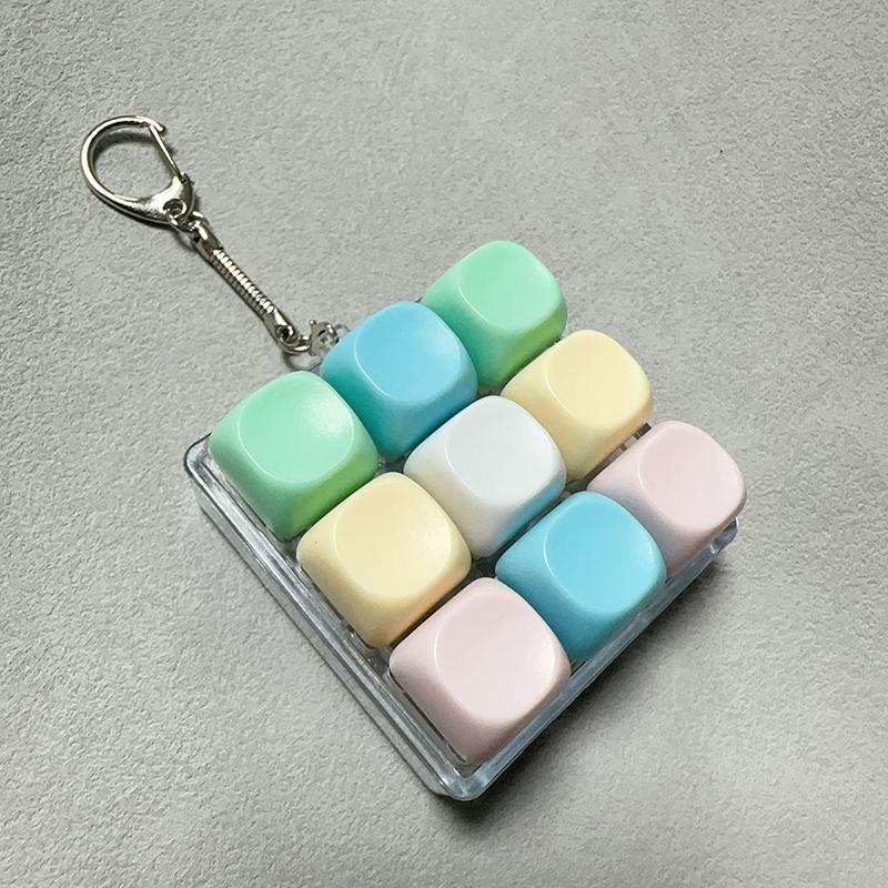 9 Keys Keyboard Fidget Keychain Antistress Keyboard Button Fingertip Key Cap Pendant Stress Relief Toys For Children Adults Gift
