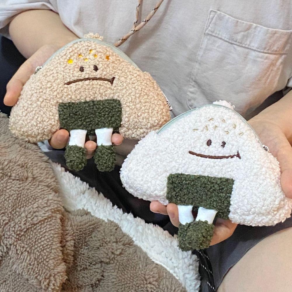 Expression Rice Ball Plush Bag Neck Purse Bag Crossbody Bags Funny Halter Small Bag Gift