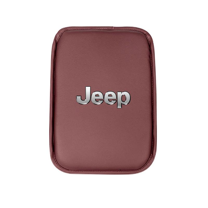 PU Leather Car Armrest Box Mat Arm Rest Cushion Accessories For Jeep Grand Cherokee Wrangler JK Gladiator Compass Renegade Recon