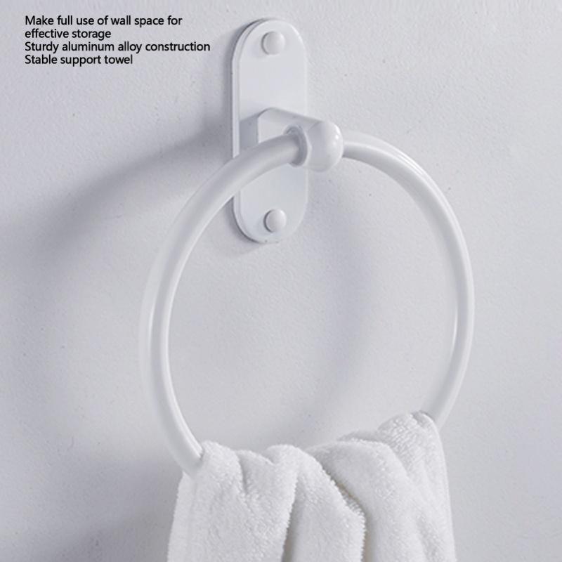 Bathroom Towel Holder Aluminium Alloy Space Saving White Elegant Style Washroom Hand Towel Rings For Hotel
