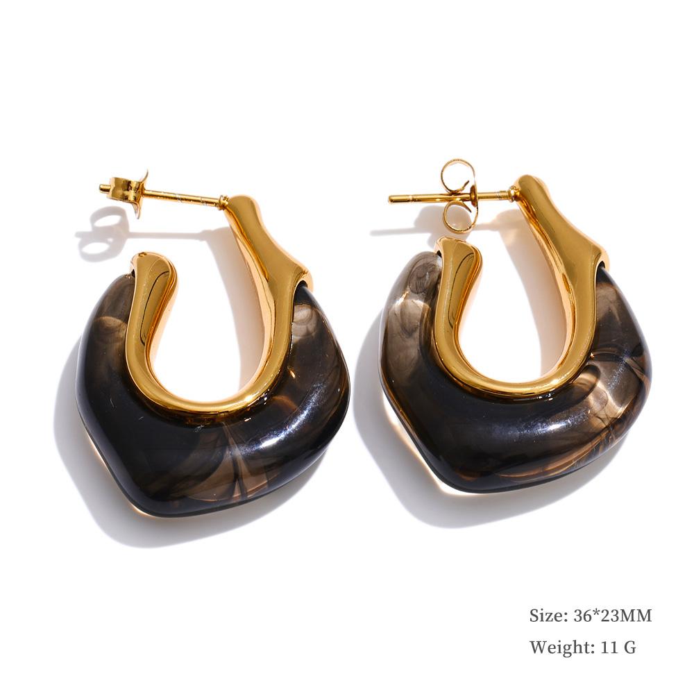 

Yhpup New Arrivals Multi-Color Resin Round Square Geometric Earrings for Women Autumn Winter Style Daily Wear Fashion Jewelry