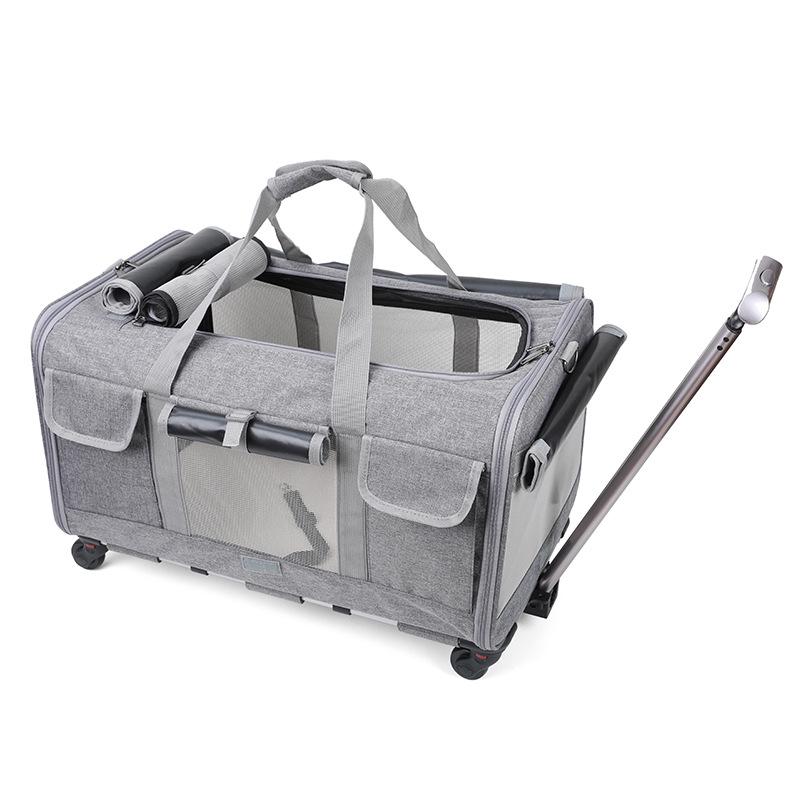 Foldable Pet Trolley: Breathable Cat & Dog Carrier