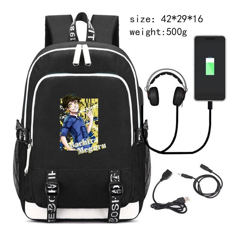 

New animation peripheral printing backpack USB interface multi-functional leisure travel bag One Size