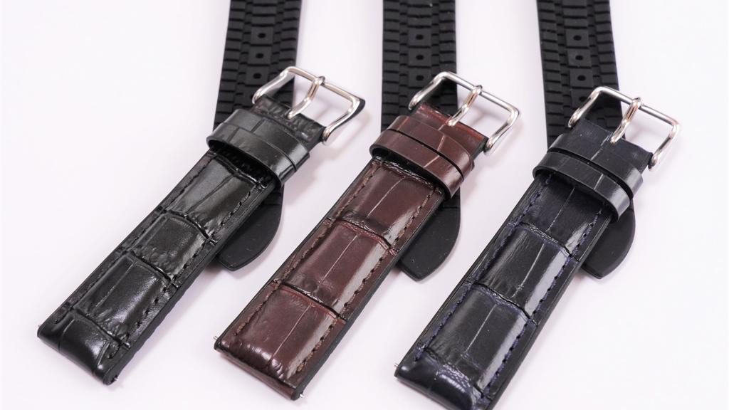 Seiko Watch Replacement Genuine Cowhide Leather with Crocodile Embossed Cowhide Leather Rubber Lug Width Buckle Width Smart Change [Seiko Watch] Band,