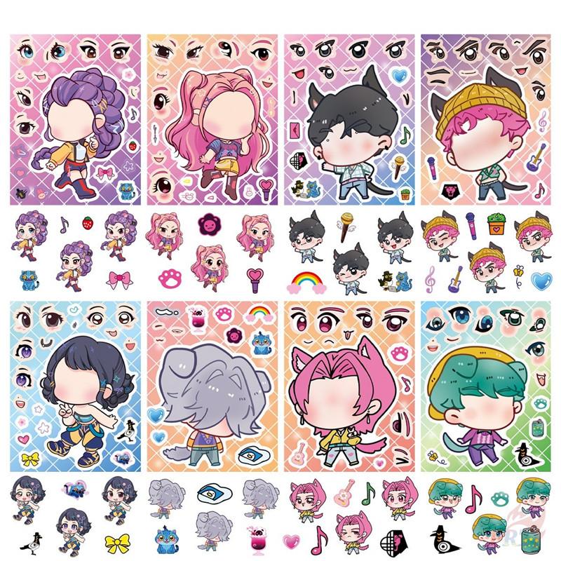

8Sheets/Set KPop Demon Hunters. Make A Face Series 05 Kids Funny Puzzle Stickers DIY Fashion Waterproof Doodle Decals Stickers