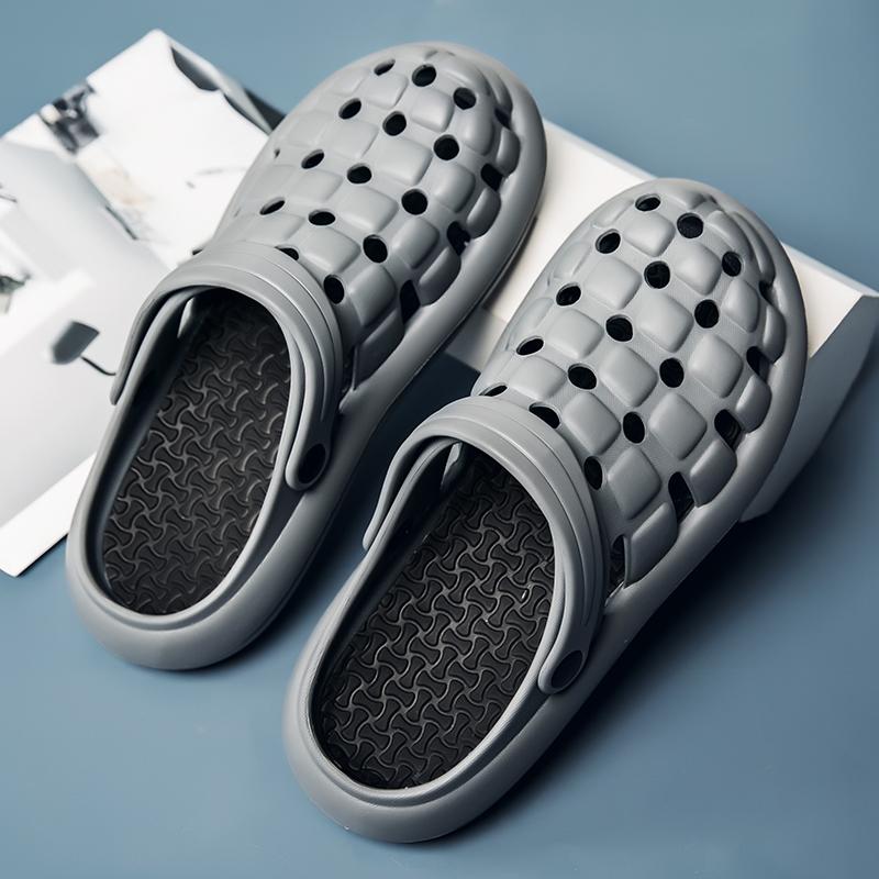

Шлепанцы с отверстиями Перфорированная обувь Мужская обувь Модная Универсальная Легкая и Нескользящая Спортивные Пляжные Сандалии Мужские Женские 38-39 серый