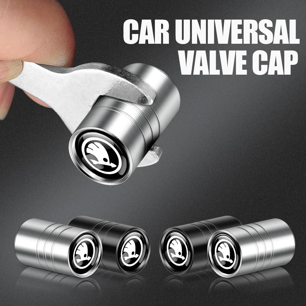 2025 New 4pcs Metal Car Styling Wheel Tire Valve Air Stem Cap Covers For Skoda S Skoda Kodiaq Fabia Kamiq Karoq Octavia A5 A7 Ra