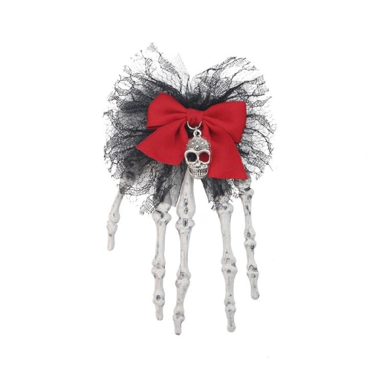 Festive Skull Hair Clip Secure Hold Design Comfortable Plastic Hairpin Ideal For Halloween Outfits And Cosplay Enthusiasts