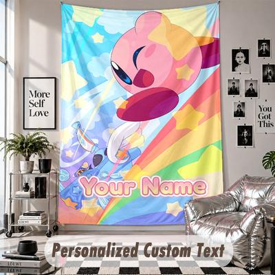 Wall Hanging Tapestry With Custom Name & Text, Kirby Decorative Tapestry For Bedroom
