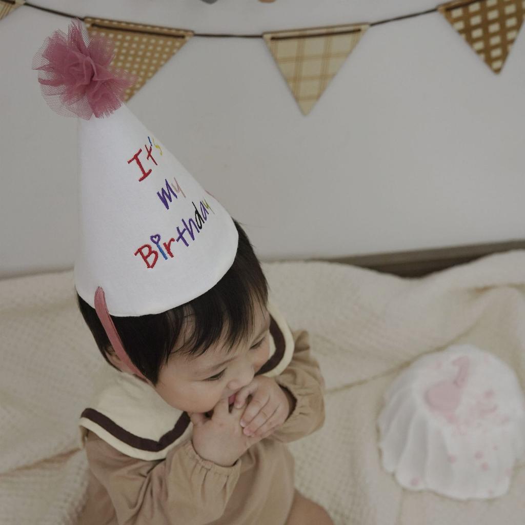 Korea Style Beanie Baby Birthday Unisex Kids Prince Princess Party Four Seasons Cotton Soft Stitchwork Costume Headwear Pink