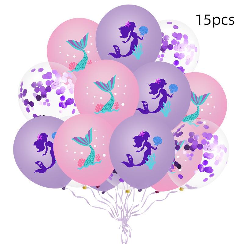 

Mermaid fishtail shell latex purple sequined balloon bundle atmosphere decorative balloon bundle Purple Sequins 10