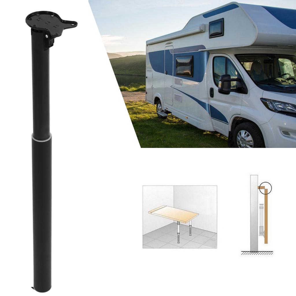 Adjustable Desk Leg Foldable Table Lifting Support Black Stainless Steel Shock Proof for RVs Yachts