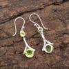 Peridot Gemstone 925 Stamped Silver Jewelry Zircon Dangle Earrings 1.84" For Her CZE-9-3