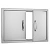 BBQ Access Door, 711x482 Mm Double Outdoor Kitchen Door, Stainless Steel Flush Mount Door, Wall Vertical Door with Handles, for BBQ Island, Grilling