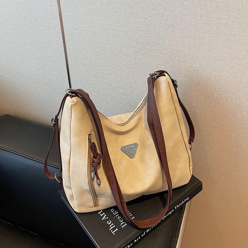 

Fashion contrasting color tote bag, new versatile casual double shoulder shoulder bag, commuting to work, large-capacity bag for women