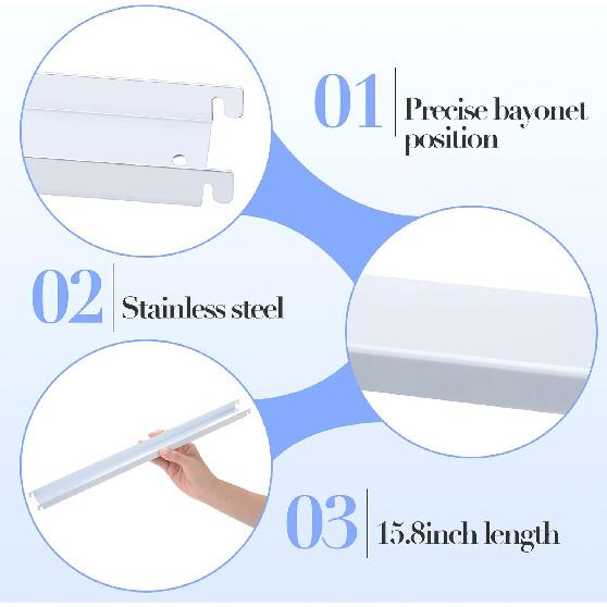 Patelai 6 Pcs Lateral Front To Back File Rails Cabinet Rails Stainless Steel Hanging File Bar White Drawer Inserts for Sides Letter Size Folders