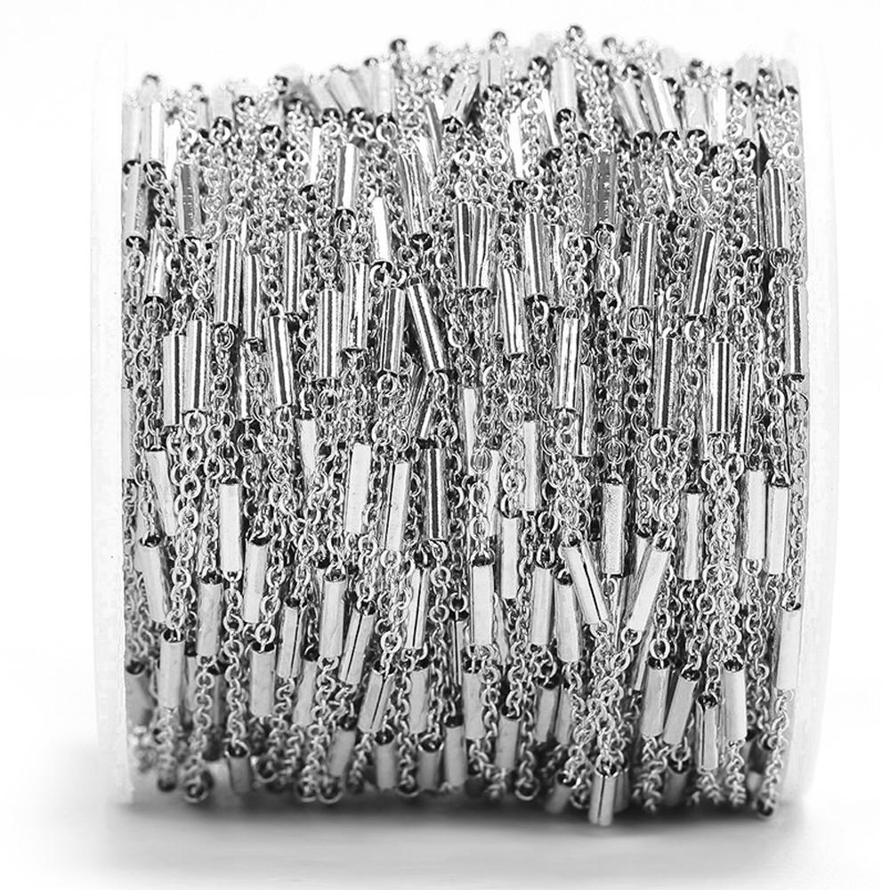 2meters Stainless Steel Cable Curb Chains for DIY Jewelry Making DIY Gold Color Tube Beads Chain Necklace Bracelet Components