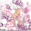 Pink White Balloon Garland Arch Kit Happy Birthday Party Decoration Kids Girl Baby Shower Wedding Birthday Balloon Party Supplie