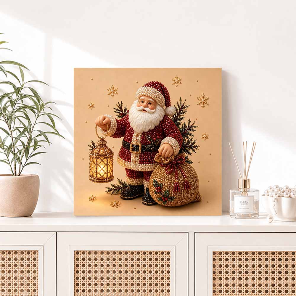 Pearl Painting Christmas Santa Claus Lantern Gift Bag Art Kit DIY Home Decor Painting