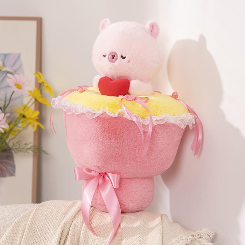 40CM Kawaii Panda Bear Bouquet Plush Toys Lovely Animal Capybara Turn to Bouquet Pillow Creative Valentine's Gift for Couple