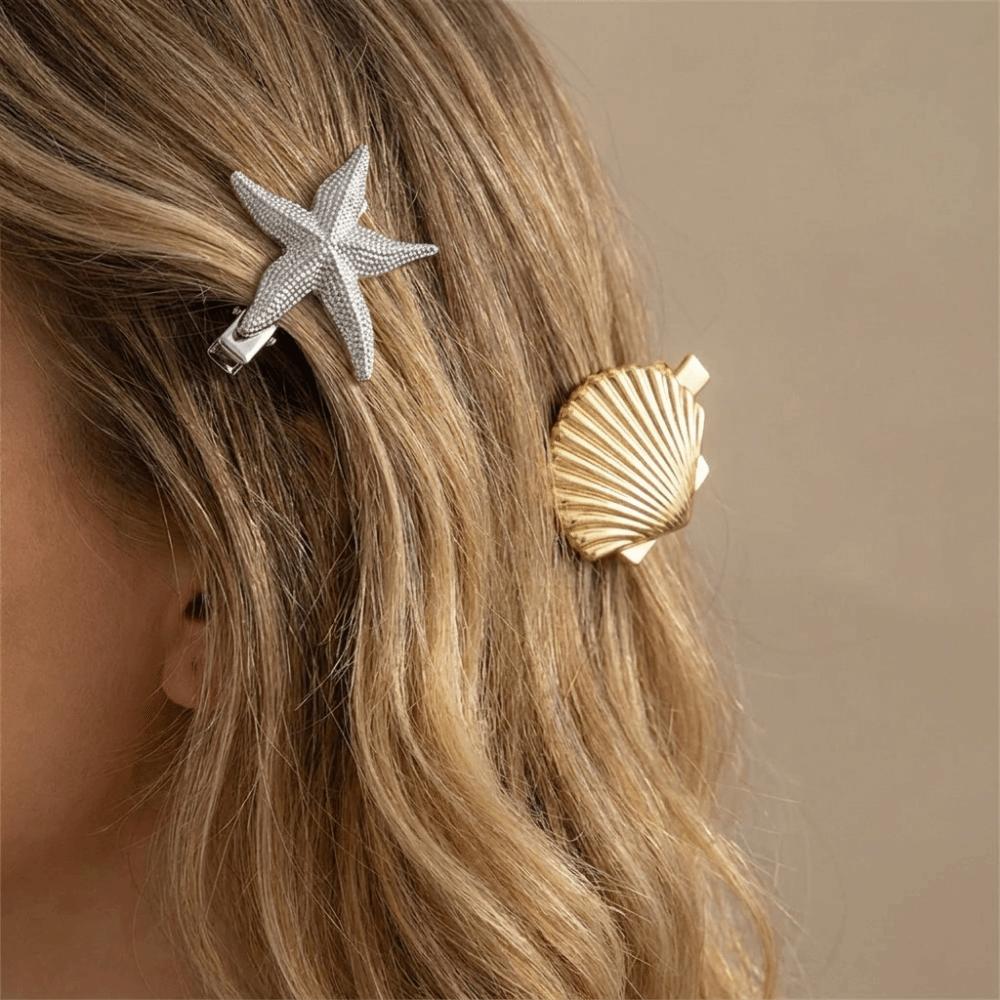 Golden Color Starfish Hair Clip Y2K Hair Accessories Cute Duckbill Hair Clip  Wedding