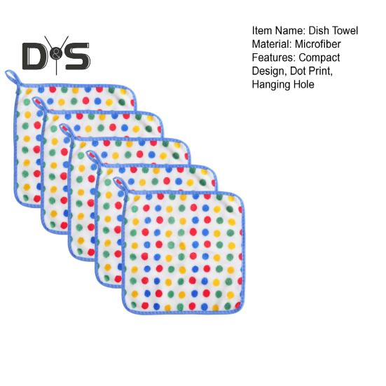 5Pcs Dish Towel Rainbow Dot Coral Velvet Rags Super Soft Absorbent Microfiber Towels Kitchen Drying Hands Tableware