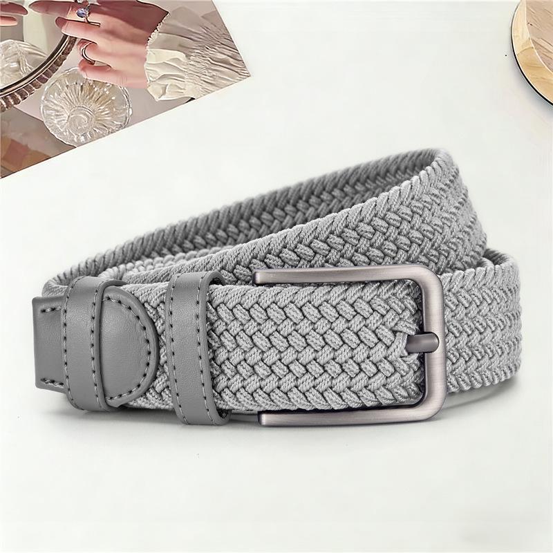 Unisex High-Elastic No-Punch Leather Belt for Trousers