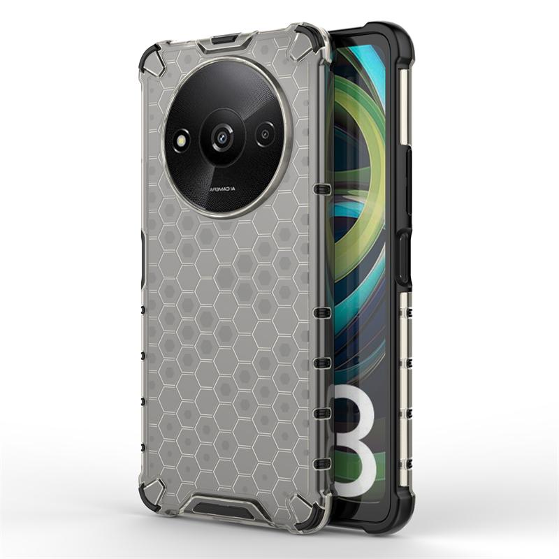 Shockproof Transparent Case For Xiaomi Poco C61 Honeycomb Armor Phone Back Case For Poco C61 Case Cover For Poco C61 6.71 inch