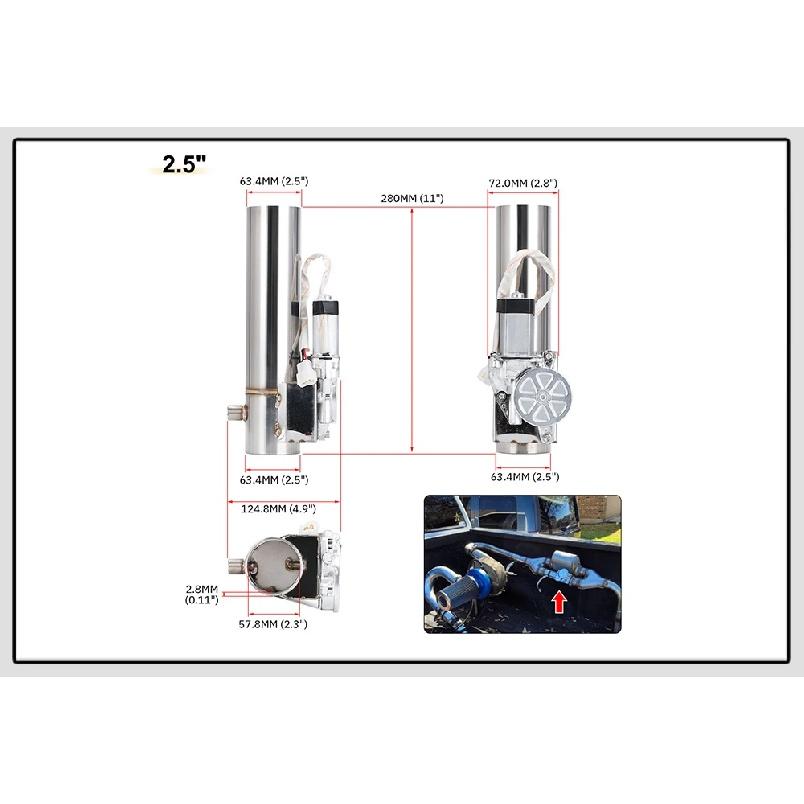 2.5" 63mm 3" 76mm Exhaust Control Valve Exhaust Pipe Electric Pipe Exhaust Electrical Cutout with Remote Control Wholesale Valve