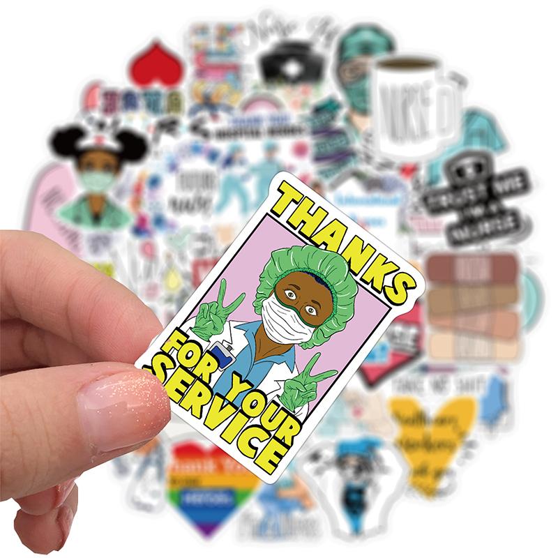 50Pcs Doctors Nursing Nurse Cute Angel Graffiti Stickers Luggage Laptop Decal
