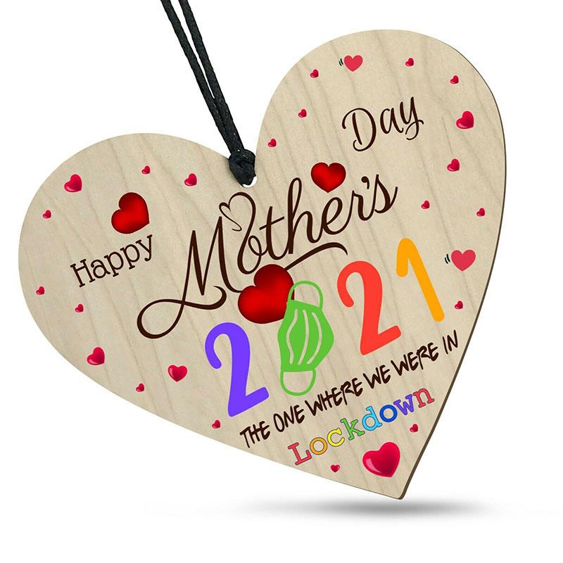 

Present Day Mothers In Lockdown 2021 Wooden Heart Colourful Plaque Gift Mum Gift Red