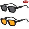 2pcs Vintage Small Rectangle Frame Sunglasses Fashion Brand Sun Glasses Luxury  Design UV400 Shades Eyewear Women Goggles
