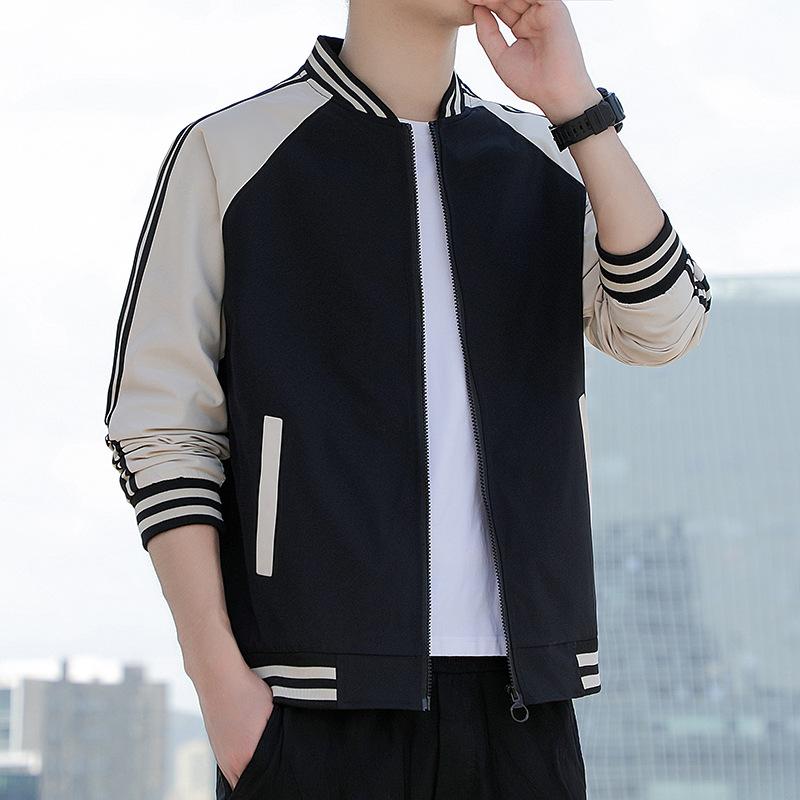 

Jacket for Men Spring and Autumn New Fashionable Stand Collar Green Men s Large Size Jacket Three Stripes Casual Jacket Men s Clothing M