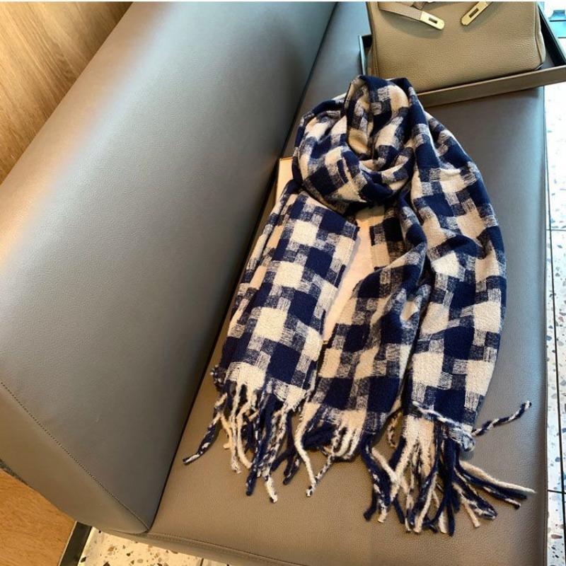 Weicher Schal aus Kaschmirimitat, britischer Nischenstil, warmer und hochwertiger karierter Schal, weibliche Flut