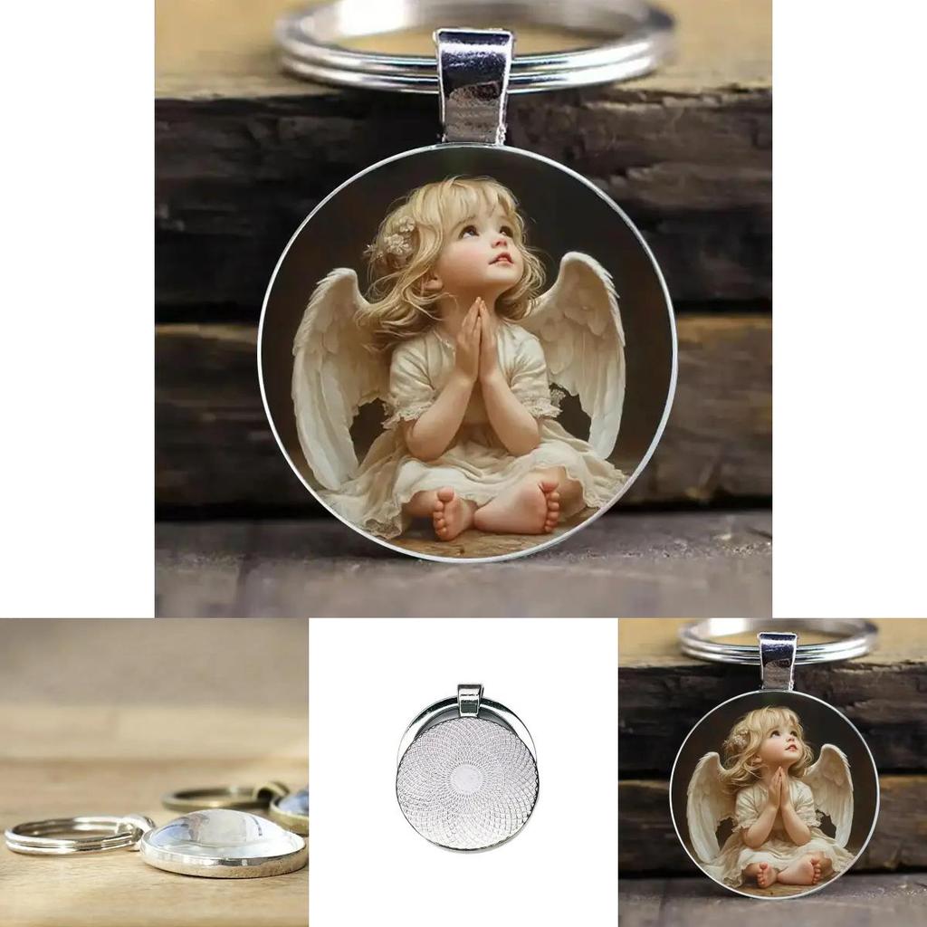 Angel Pendant Key Chain With Time Gem Silver Zinc Alloy For Party And Holiday Use