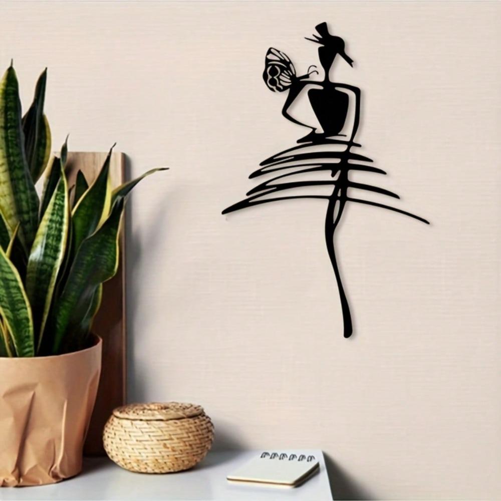 Metal Wall Art Female Silhouette Modern Home Decor Rustproof Iron