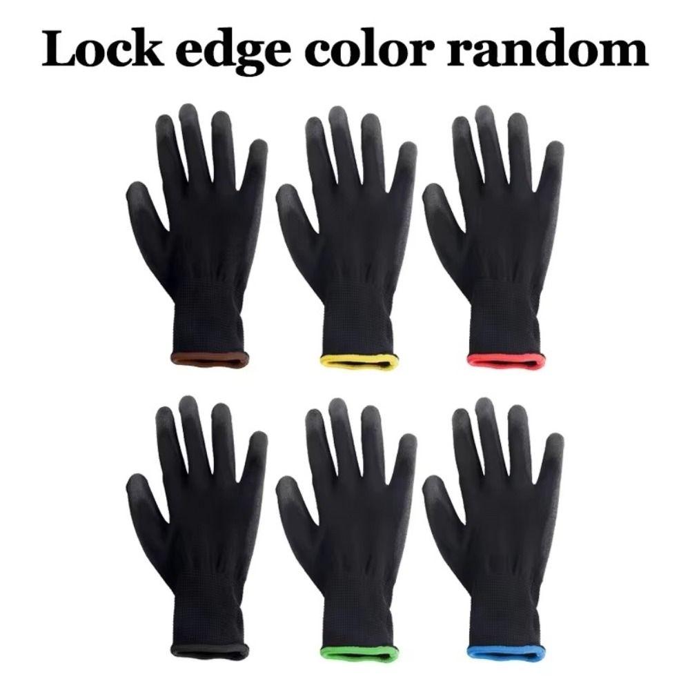 1/6 Pairs Safety PU Black Labor Protection Polyurethane Work Gloves Coated