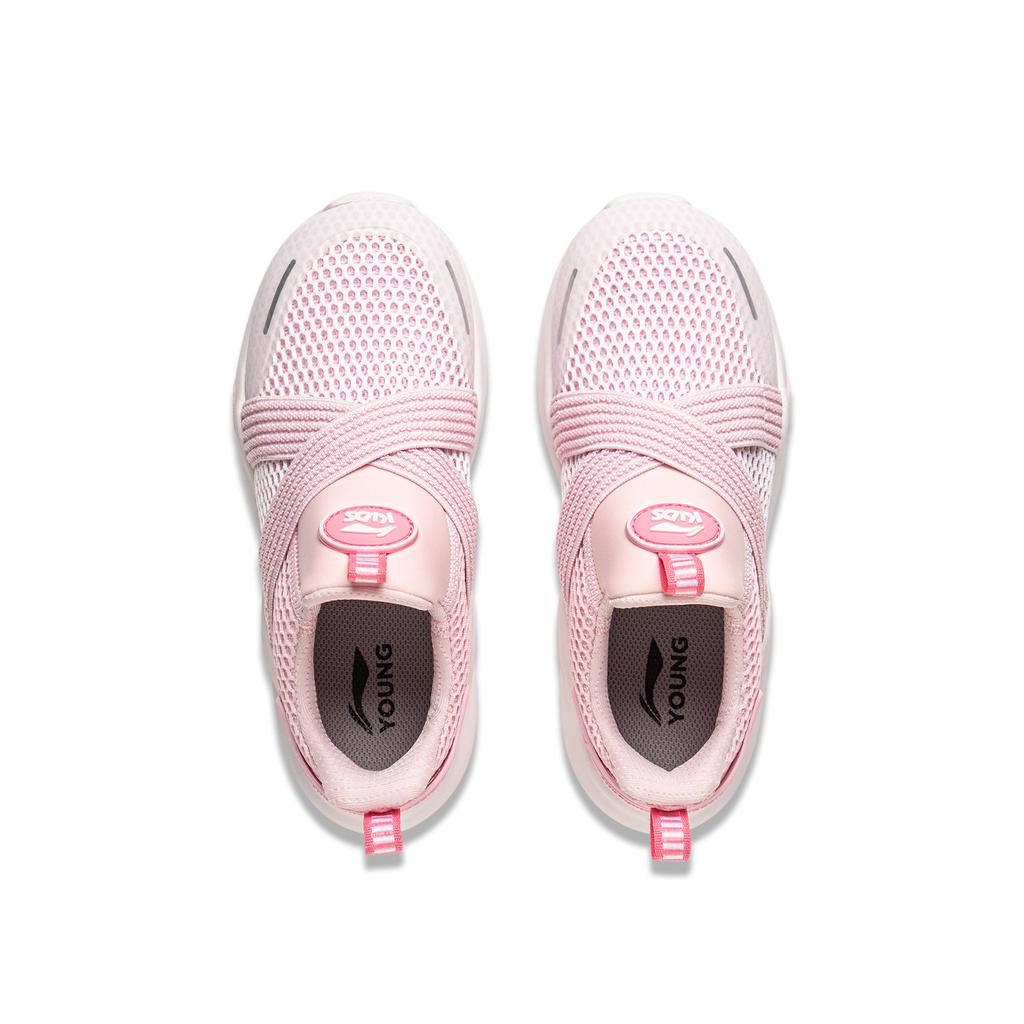 Li Ning Kids Sports Lifestyle Series Fabric Soft Lightweight Fashion Shock Absorption Rebound Low Top Casual Shoes Kids Casual Shoes Pink YKNU120-4
