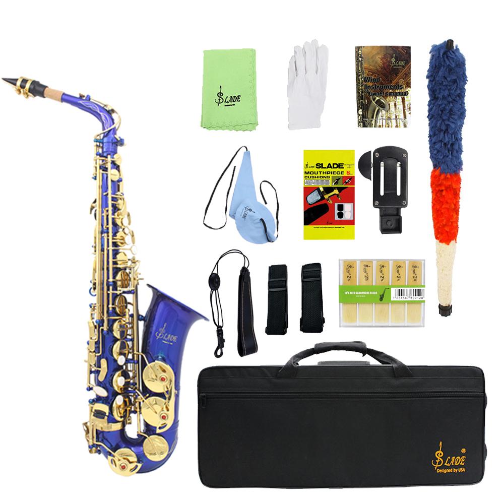 SLADE Eb Alto Saxophone Brass Body Saxophone Set Professional Woodwind Instruments With Case Reed Kit Sax for Beginner