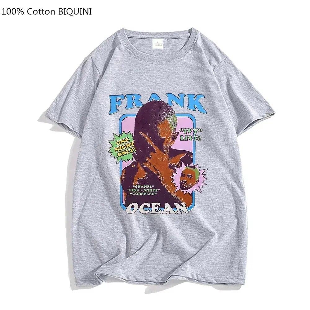 Unisex Hübsches Ästhetisches T-Shirt Frank O-Ocean Blonde Blues Musik T-Shirt Baumwolle Hochwertiges T-Shirt Graffiti High Street Top