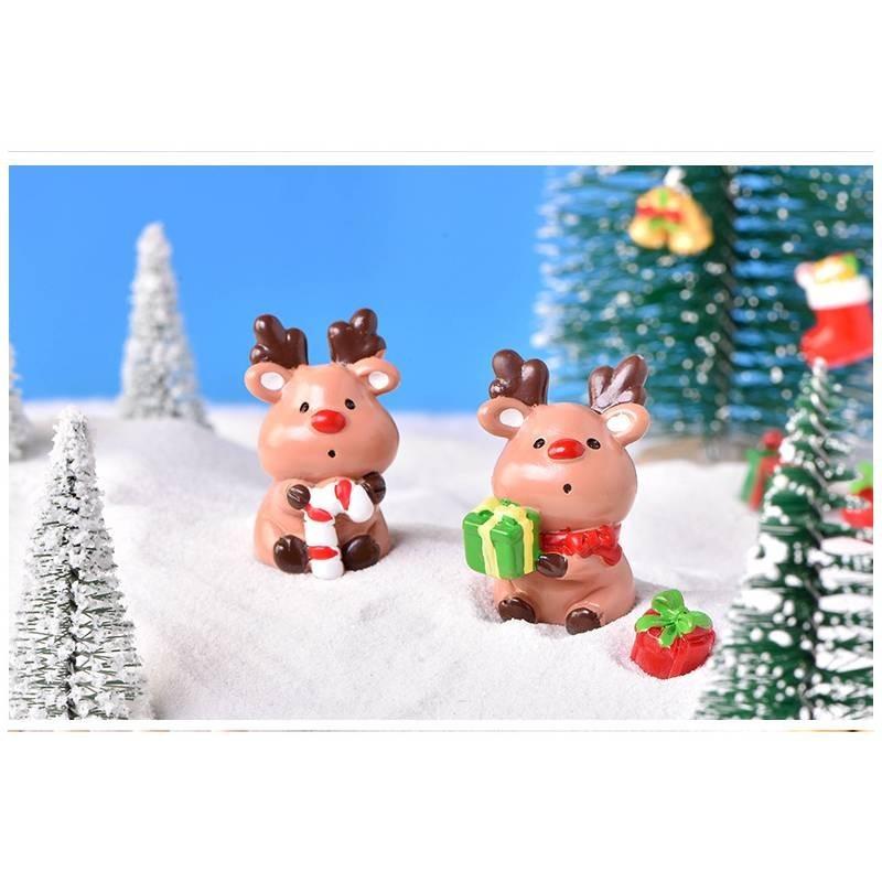 Charming Resin Christmas Reindeer Gift Box Diy Mini Landscape Decoration