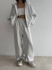 Autumn and winter new European and American style loose hooded zipper sweater set two-piece casual sweatpants women's solid color
