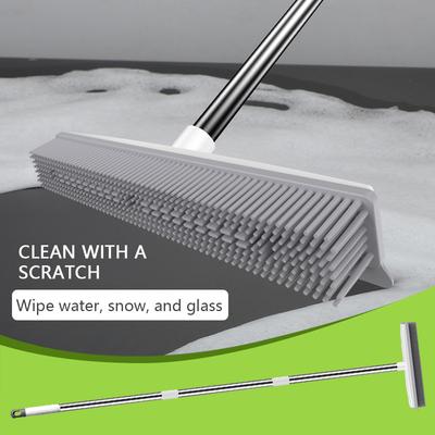 2 In 1 Floor Brush With Scraper Easy Cleaning Labor-Saving Brush For Bathroom Home