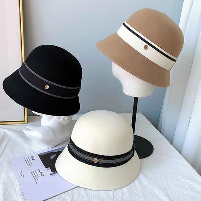 Nový dámský klobouk bucket zimní vlněný vintage elegantní dámský fedora plstěný klobouk módní francouzský buřinkový sombrero vlněný klobouk pokrývka hlavy