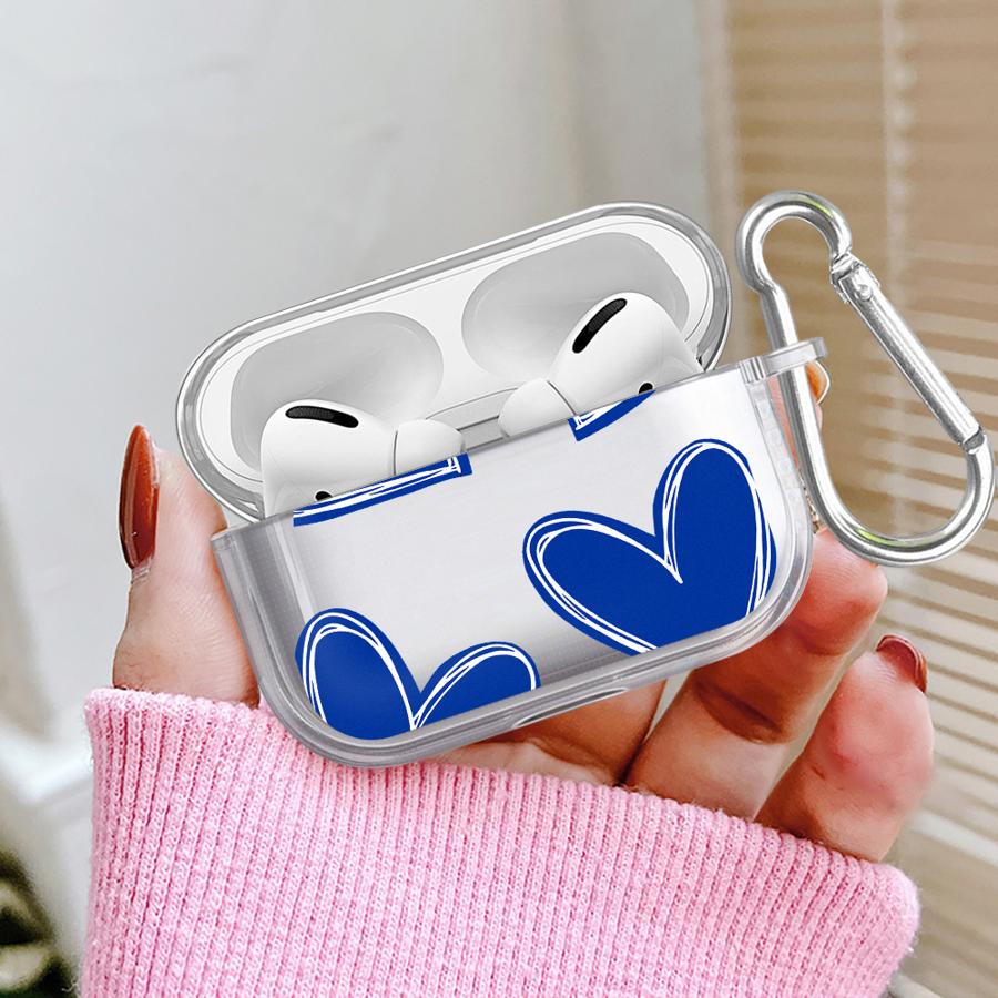 Clear Earphone Cases Cover Case For Airpods Pro3 2 3 Pro2 4 Pro 1 Pink And Blue Heart