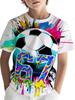 67 Digital Football Print Children's T-Shirt Boys Girls Fashion Casual Comfortable Round Neck Short-Sleeved T-Shirt Sporty Top