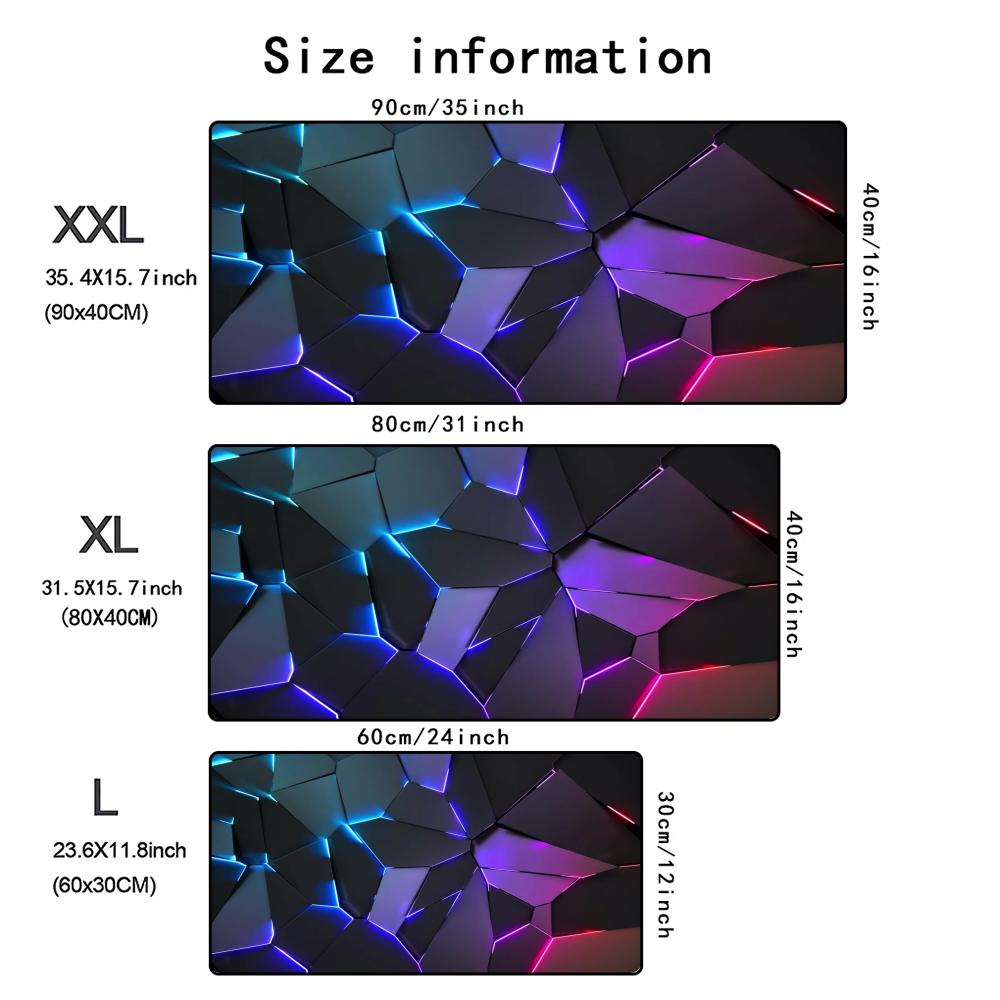 Geometric Pattern 3d Mouse Pad Computer Laptop Mouse Pad Office Large Gaming Mousepad Rubber Bottom NonSlip Desk Mat 900x400